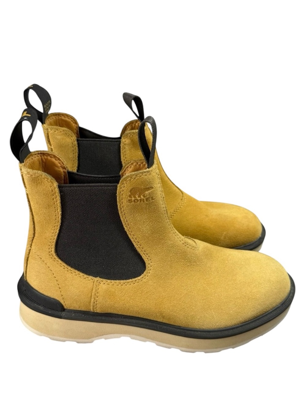 SOREL Hi-Line Yellow and Black Suede Leather Chelsea Slip-On Boots